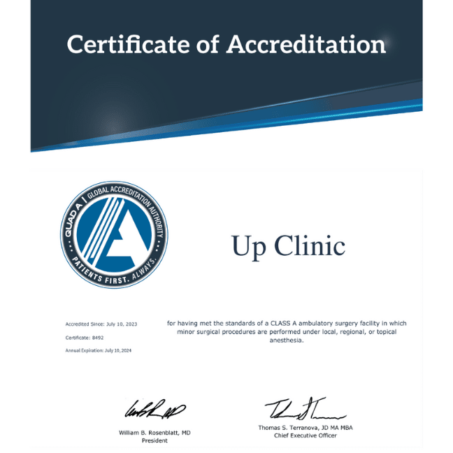 Up Clinic certificação Quad A pelo ISAPS
